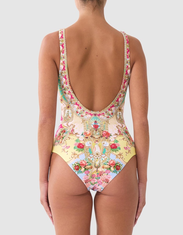 Camilla - Wide Strap Round Neck One Piece with Low Back