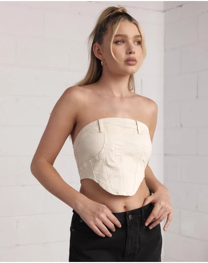 Dazie - Sandstorm Denim Bustier Top
