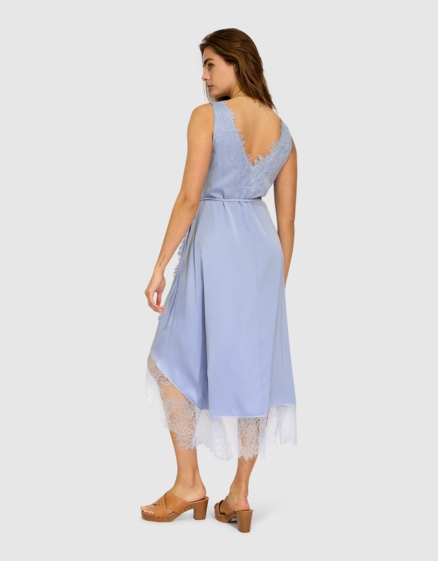 Belle & Bloom - Soft Temptation Lace Trim Wrap Dress