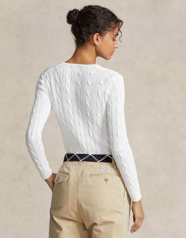 Polo Ralph Lauren - Kimberly Cable Knit Cotton V-Neck Sweater