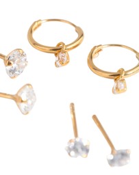 Lovisa - Gold Plated Sterling Silver Cubic Zirconia Stud & Hoop Pack Earring