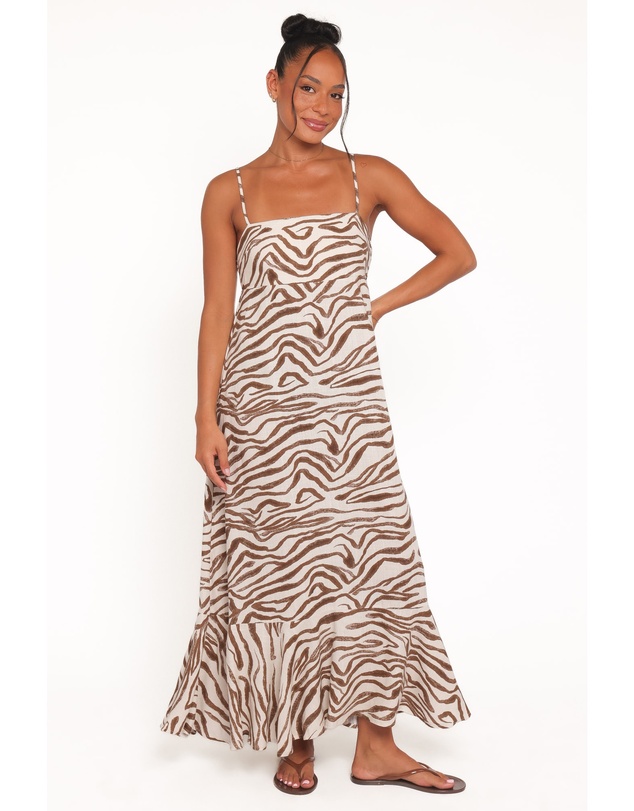 Petal & Pup - Kelsie Midi Dress - Brown Zebra