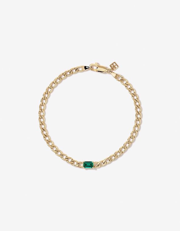 Michael Hill - Created Emerald Curb Link Bracelet in 10kt Yellow Gold