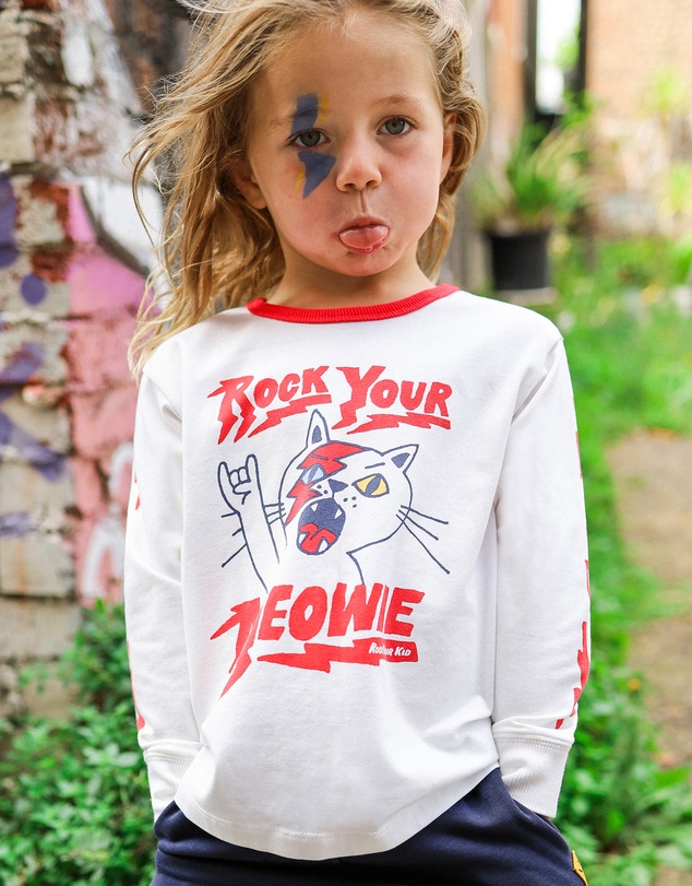 Rock Your Kid - Rock Your Meowie David Long Sleeve T-Shirt