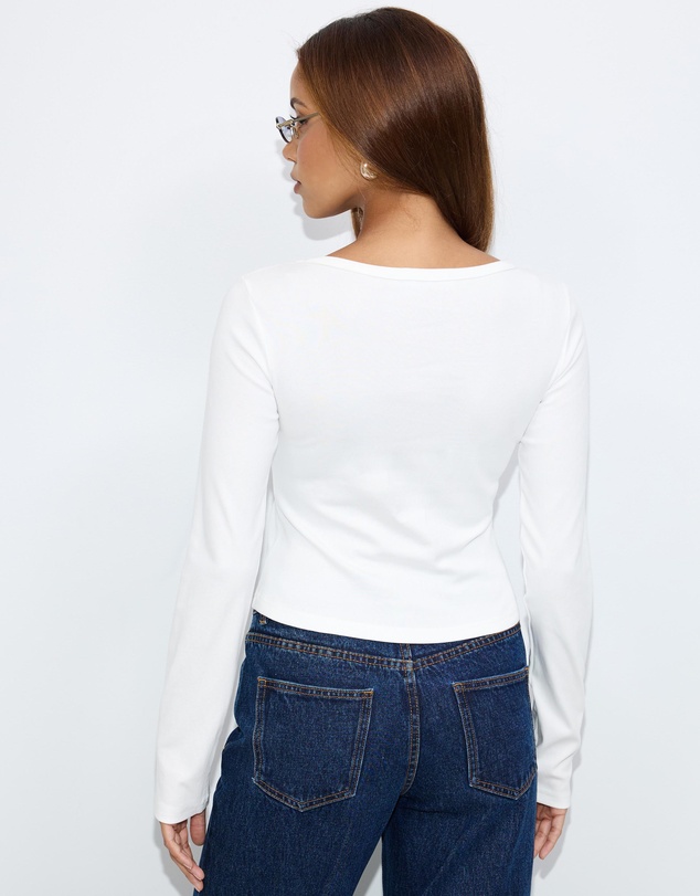 Dazie - Undone Eyelet Long Sleeve T-Shirt