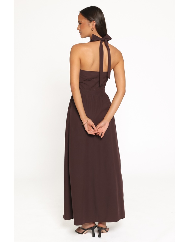 Petal & Pup - Tasmin Halterneck Maxi Dress - Espresso
