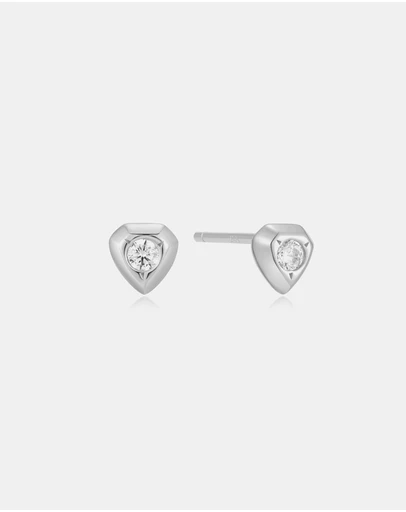 Ania Haie - Ania Haie Silver Sparkling Shield Stud Earrings