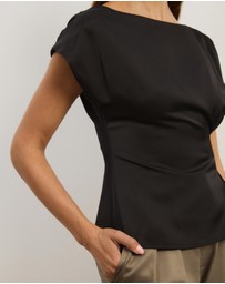 Atmos&Here - Aureline Satin Boat Neck Top