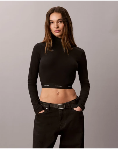 Calvin Klein Jeans - Baby Rib Crop Logo Neck Top