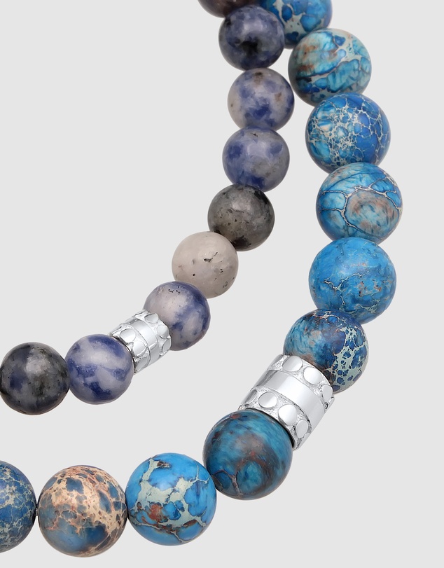 Kuzzoi - ICONIC EXCLUSIVE - Agate Bead Bracelet Set with 925 Silver Elements