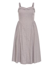 City Chic - Plus size Tessa Gingham Midi Dress - chocolate
