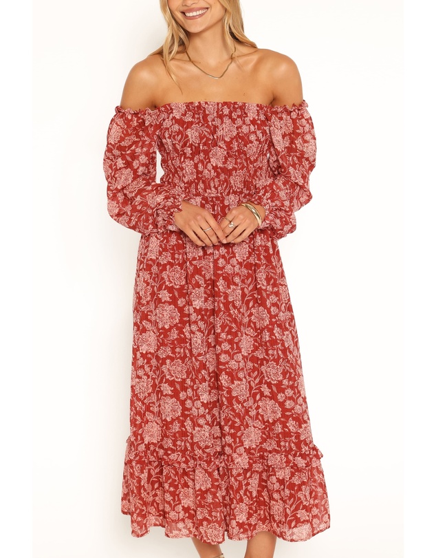 Petal & Pup - Aine Midi Dress - Red Floral