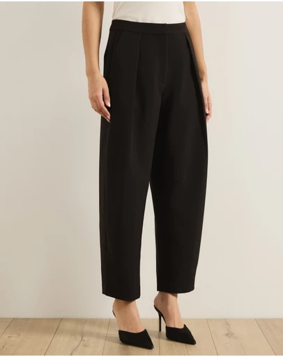 Atmos&Here - Lottie Tailored Barrel Leg Pants With Pleated Waistband