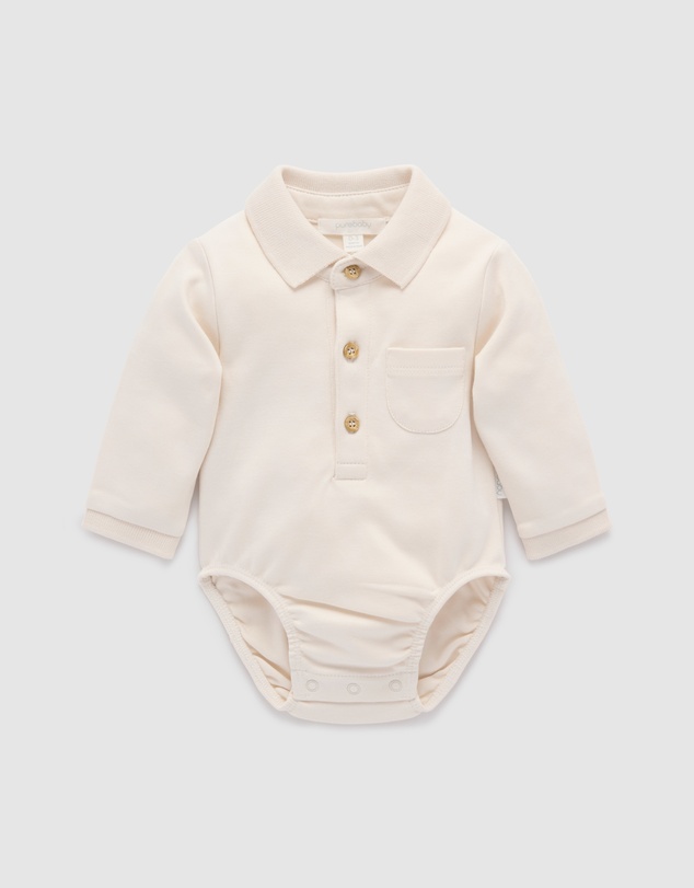Purebaby - Thick Bodysuit with Collar - Kids-Babies