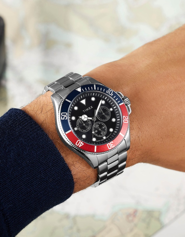 TIMEX - Harborside Coast Multifunction 43mm Stainless Steel Bracelet Watch