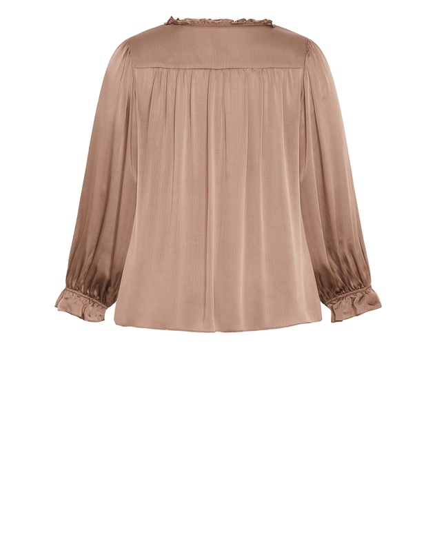 City Chic - Plus size Maia Ruffle V Neck Top - almond