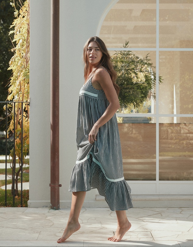 Papinelle - Seersucker Lace Insert Maxi Nightie