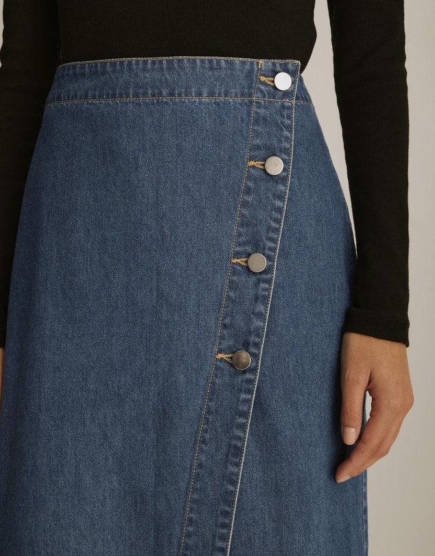 Atmos&Here - Yara Denim Wrap Midi Skirt