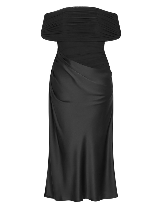 City Chic - Plus size Tati Off Shoulder Maxi Dress - black