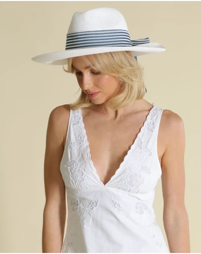 Morgan & Taylor - Archer Short-Back Fedora in White