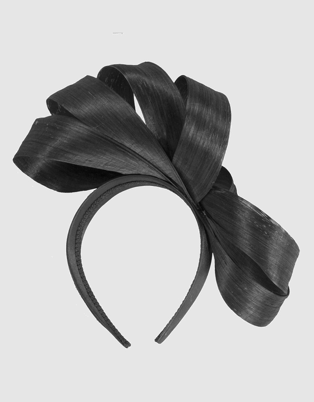 Fillies Collection - Black Silk Abaca Loops Racing Fascinator