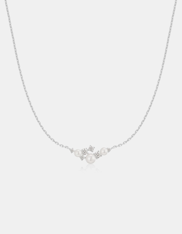 Ania Haie - Ania Haie Silver Shell Pearl Cluster Necklace