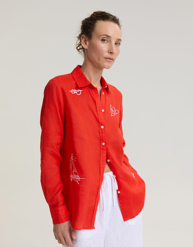 Sportscraft - Dahlia Embroidered Linen Shirt