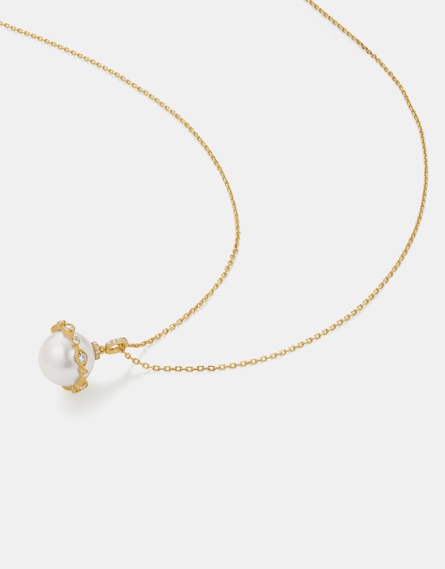 Ania Haie - Gold Shell Pearl Halo Evil-Eye Necklace