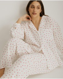 Atmos&Here Curvy - Violet Heart Long Pyjama Set