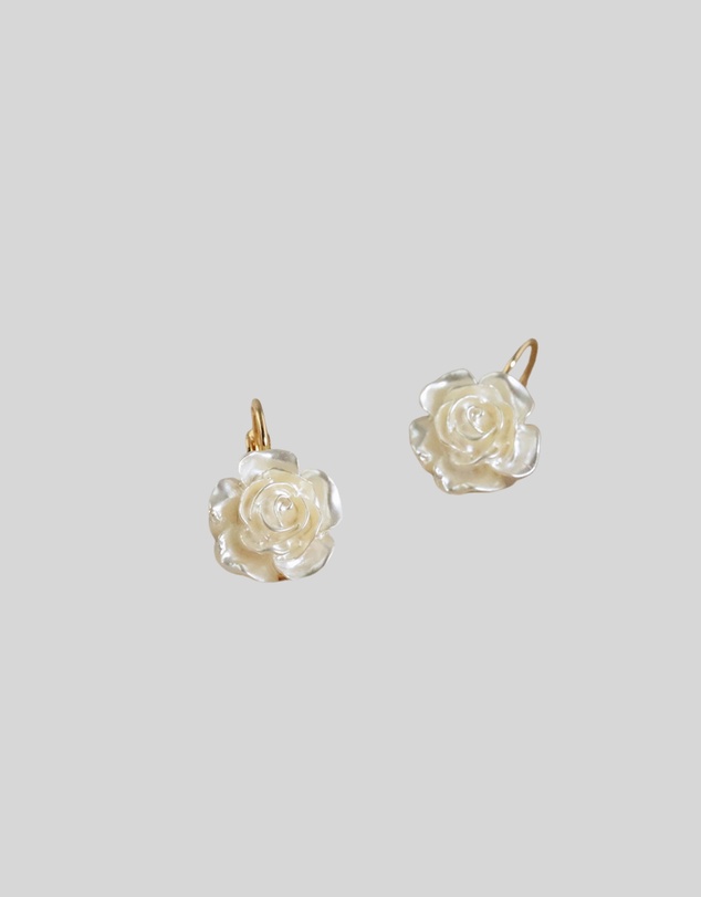 KAJA Clothing - Earring-Diamond-studded Camellia Earrings White