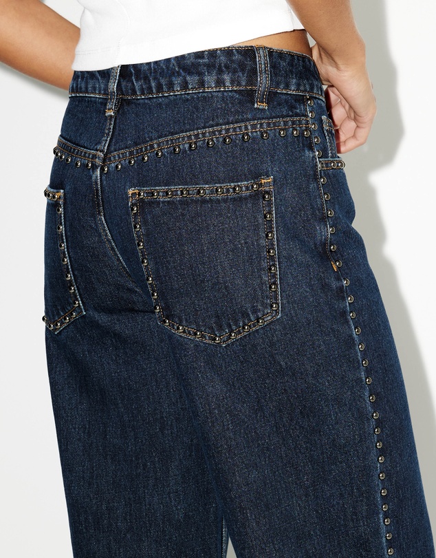 Dazie - Nights Out Studded Mid Rise Straight Leg Jeans