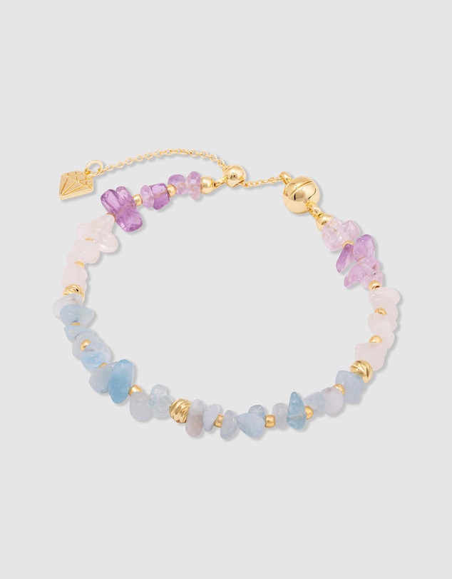 Wanderlust + Co - Aquamarine Beaded Gold Bracelet