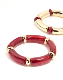 Lovisa - Gold Red Stretch Bangles 3-Pack