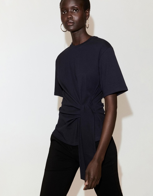 M.N.G - Cotton T-Shirt with Side Bow