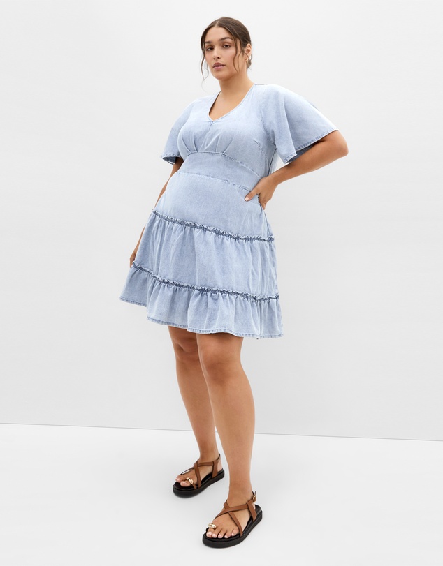 City Chic - May Tiered Denim Mini Dress