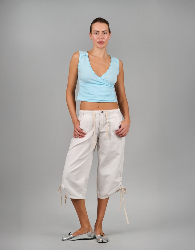 Love and Nostalgia - Big Bully Capri Drawstring Pant - White