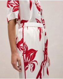 Trenery - Wild Iris Satin Relaxed Pant in White