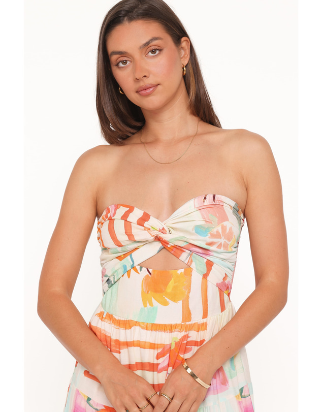 Petal & Pup - Sitara Strapless Midi Dress - Blue Alfresco Floral