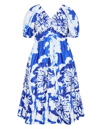 City Chic - Gracey Print Puff Sleeve Midi Dress