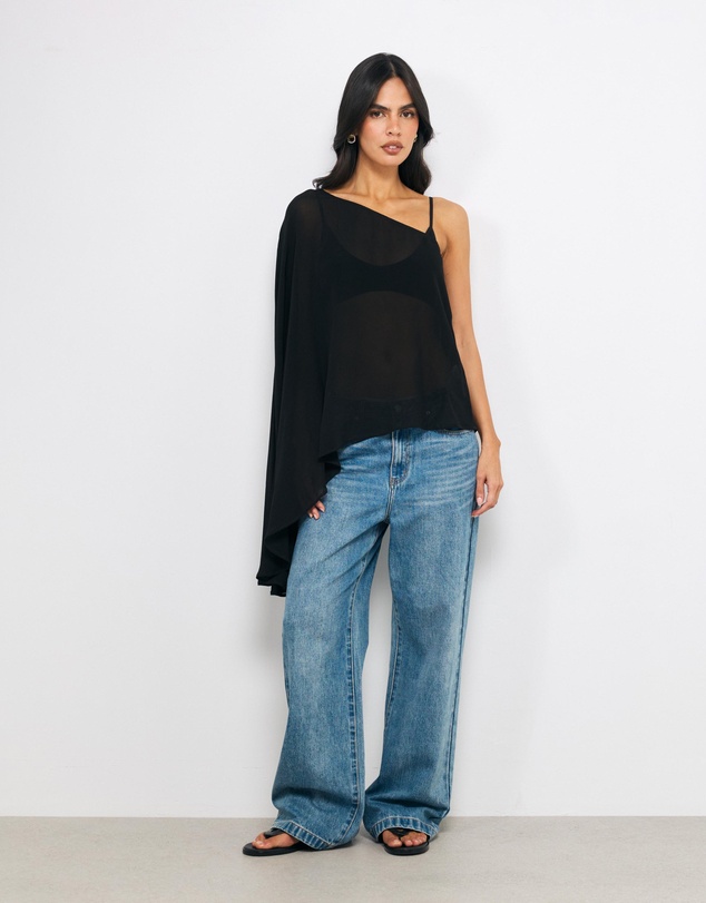 AERE - Mila One Shoulder Asymmetric Blouse