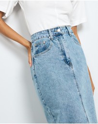 AERE - Mid Rise Denim Midi Skirt