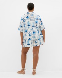 City Chic - Liana Amalfi Print Shirt - white