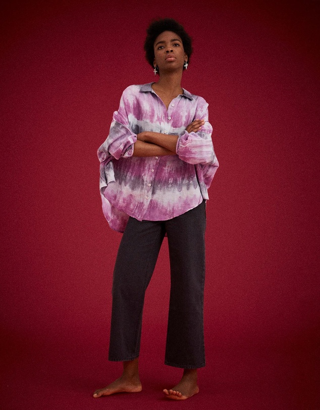 KINGA CSILLA - Purple Wave Chalm Shirt