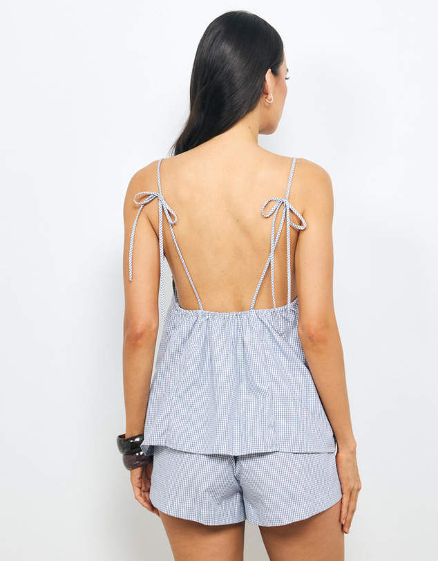 AERE - Zara Ruched Mini Check Top