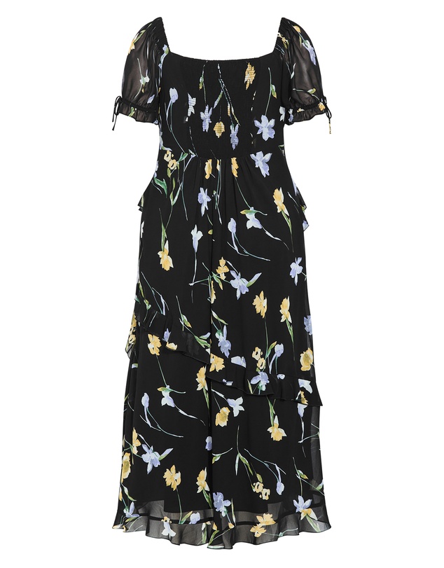 City Chic - Plus size Shayla Petal Print Maxi Dress - black