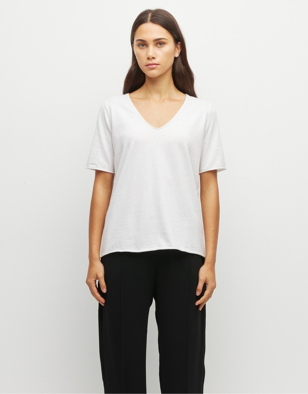 JH Lounge - JHL V-Neck T (Fine Cotton Cashmere) White