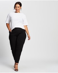 Love Your Wardrobe - Jada Wide Elastic Waist Stretch Bengaline Pants