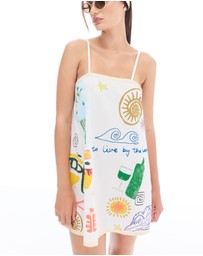 THE TALES - Illustrated Summer Cotton Slip Dress