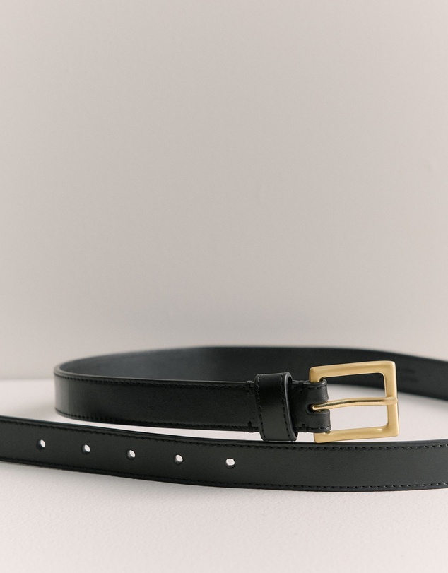 Trenery - Leather Slim Belt in Black