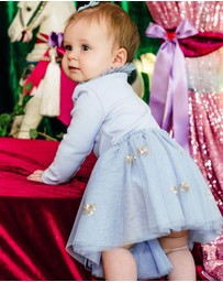 Fleur Harris - Evangeline Tutu Bodysuit Dress in Cornflower